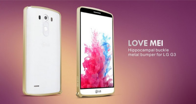 Други Бъмпъри за телефони Луксозен алуминиев бъмпър LOVE MEI за LG G3 D855 / D850 златист